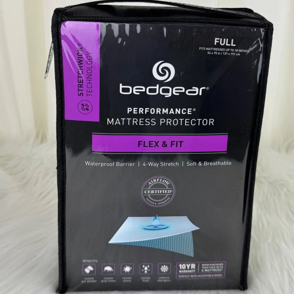 NEW Bedgear Full Size Performance Mattress Protector Cover Flex & Fit